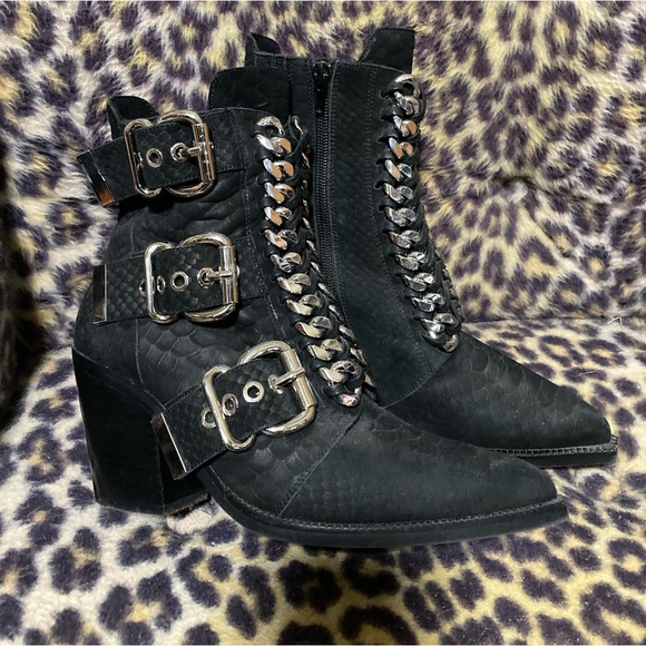 Jeffrey Campbell Chain Caceres Boots 6.5 - Picture 2 of 9